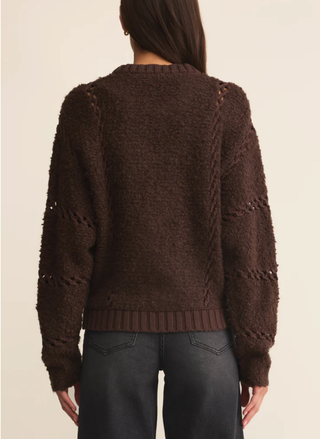 Back view of Z Supply Sundance Cardigan Jacket showing textured knit and ribbed hem.