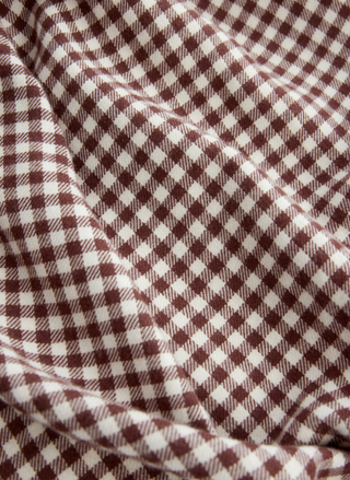 Close-up of brown and white checkered fabric