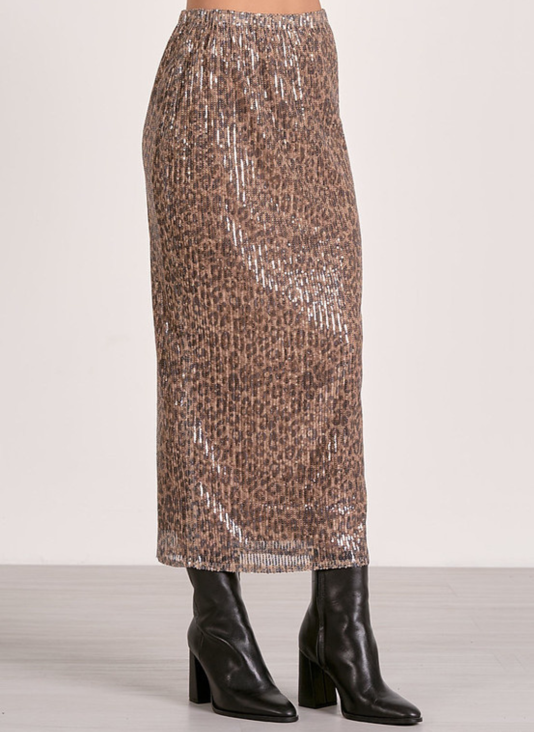 Elan Shay Cheetah Sequin Skirt