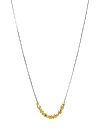 Addison Mixed Metal Necklace — silver chain with gold beads and adjustable clasp.
