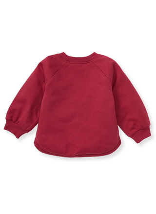 Back view of oversized baby sweatshirt made from soft French terry