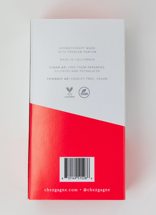 Product packaging with red and white design on a light gray background