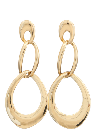 Gold hoop earrings on a white background