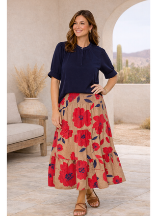 Flowy tiered floral maxi skirt by Velvet Heart in motion