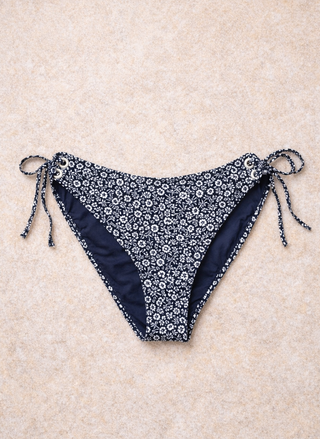 Ralph Lauren Night Flower navy floral tie-side bikini bottom.  Navy with white flowers.
