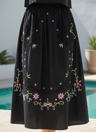 dRA Arcadian Embroidered Midi Skirt