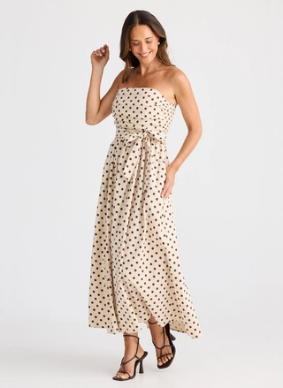 Brave & True Avalon Strapless Polka Dot Dress