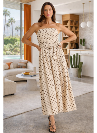 Brave & True Avalon Strapless Polka Dot Dress