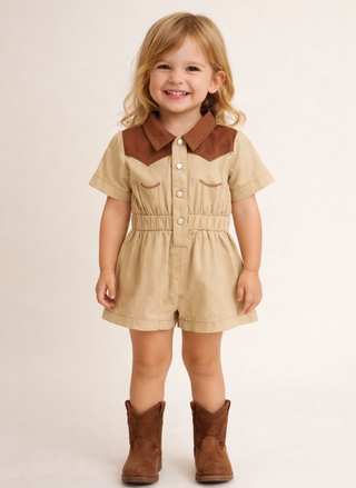 L'ovedbaby Oatmeal Western Romper