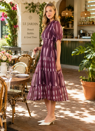 Short Sleeve Pattern Party Maxi Dress