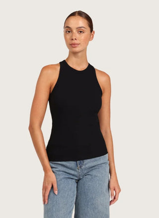 BOODY Racerback Ribbed Tank in bamboo-viscose blend, fitted rib knit with racerback, breathable stretch layering tank for women.