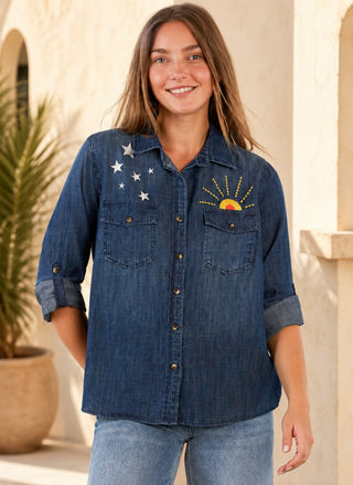 Billy T Hello Sunshine Tencel Embroidered Shirt