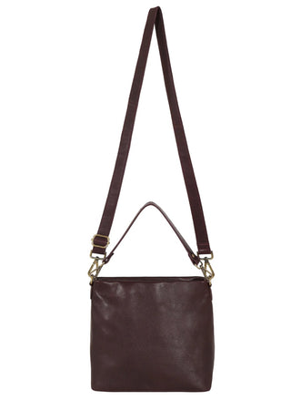 Latico Tabor leather crossbody bag in Wine with top handle and adjustable crossbody strap