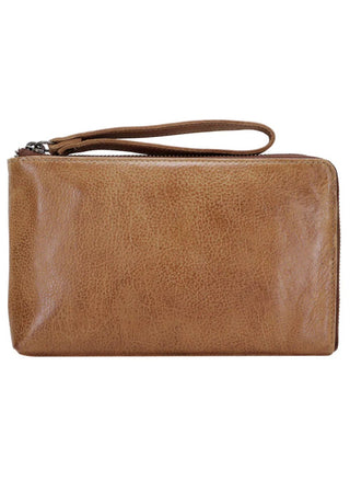 Slim Latico Muse leather wristlet clutch with wrist strap for hands-free carrying