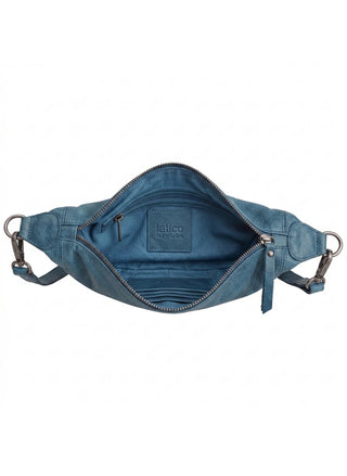 Slim Latico Crosby leather sling crossbody with top zip and leather pull