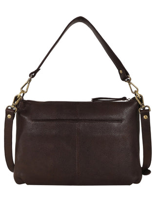 Latico Stevie brown suede crossbody bag with detachable carry handle and adjustable strap