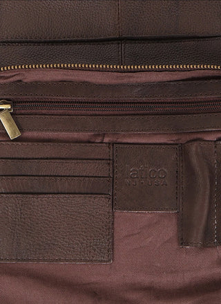 Latico Stevie Suede Leather Crossbody Bag in Brown with wide top zip opening