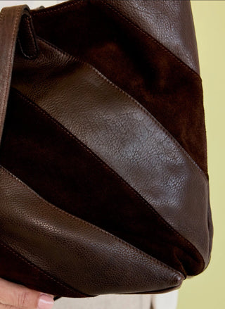 Latico Tanya brown suede leather tote, handcrafted oversized shoulder bag - August Boutique