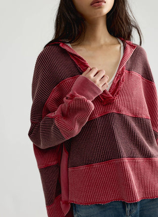 Free People Rainn oversized thermal with deep V-neckline and dropped shoulders