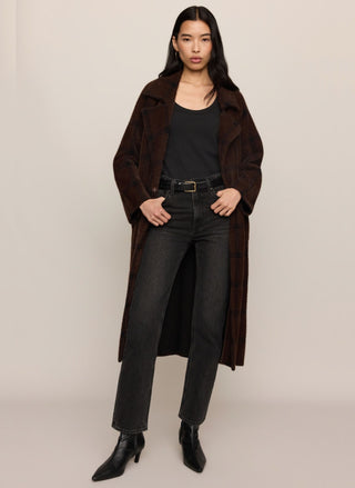 Dark Chocolate plaid sweater coat by Z Supply with roomy raglan sleeves for layering