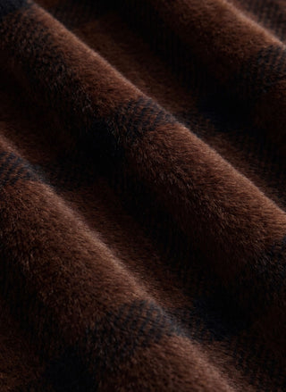 Women's Z Supply Crosby cocoon coat in dark chocolate plaid with a notch collar