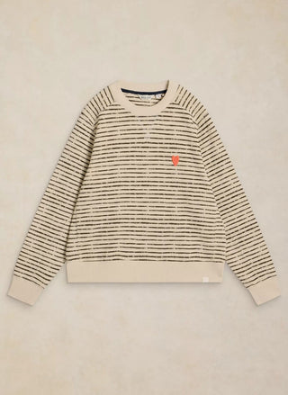 White Stuff Daydreams striped sweatshirt, classic crew neck and long sleeves in natural organic cotton - August Boutique