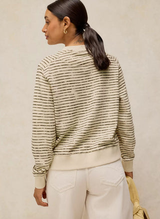 Women's ivory striped crewneck sweatshirt by White Stuff, soft 100% organic cotton with regular fit