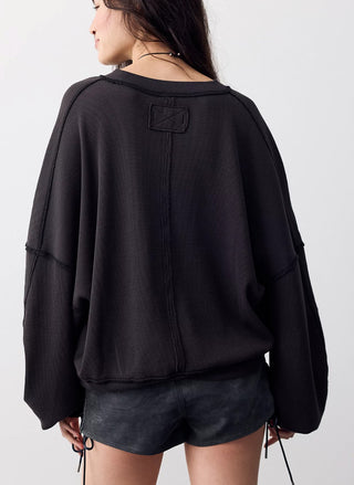 We The Free Skyline Thermal by Free People, slouchy modal and cotton knit top with dropped shoulders