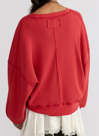 Free People Skyline long sleeve thermal, cozy oversized top for casual everyday wear