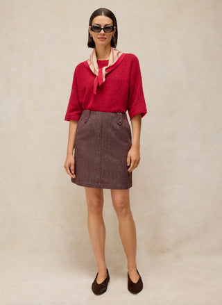 Women's red 3/4 sleeve sweater from White Stuff, easy to tuck for office and holiday outfits