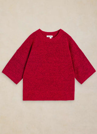 Relaxed fit red knit top by White Stuff with classic crew neckline and stretch for comfort