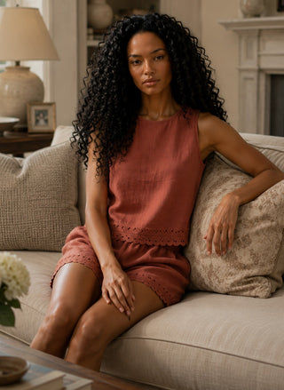 Milan Embroidered Scalloped Edge Tank