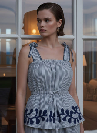 Athens Embroidered Tie Tank