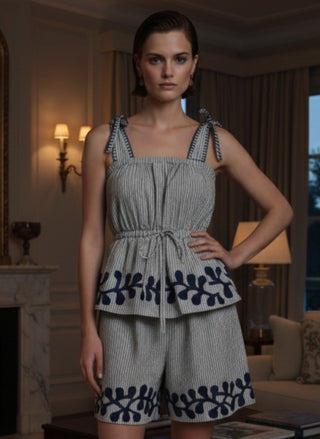 Athens Embroidered Tie Tank
