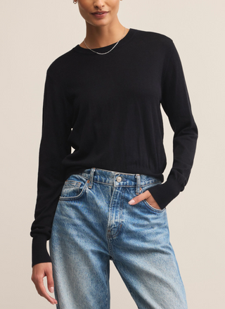 Z Supply Perfect Layer black lightweight sweater front view