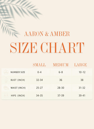 Size chart for the brand Aaron & Amber