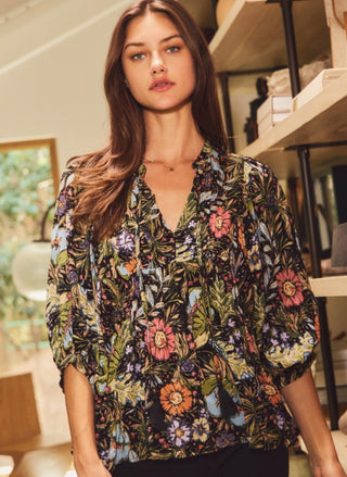 Bohemian Floral Peasant Blouse