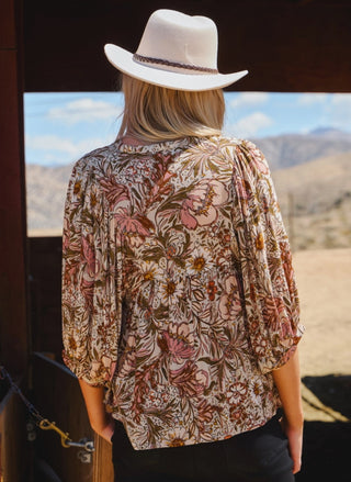 Bohemian Floral Peasant Blouse