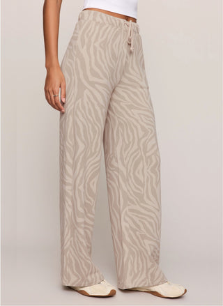 Side view of Z Supply Hunter Zebra Sweatpant in a neutral tonal zebra print.