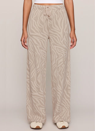 Front view of Z Supply Hunter Zebra Sweatpant in a neutral tonal zebra print.