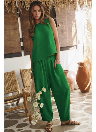 Kelly Elastic Waist Textured Pant