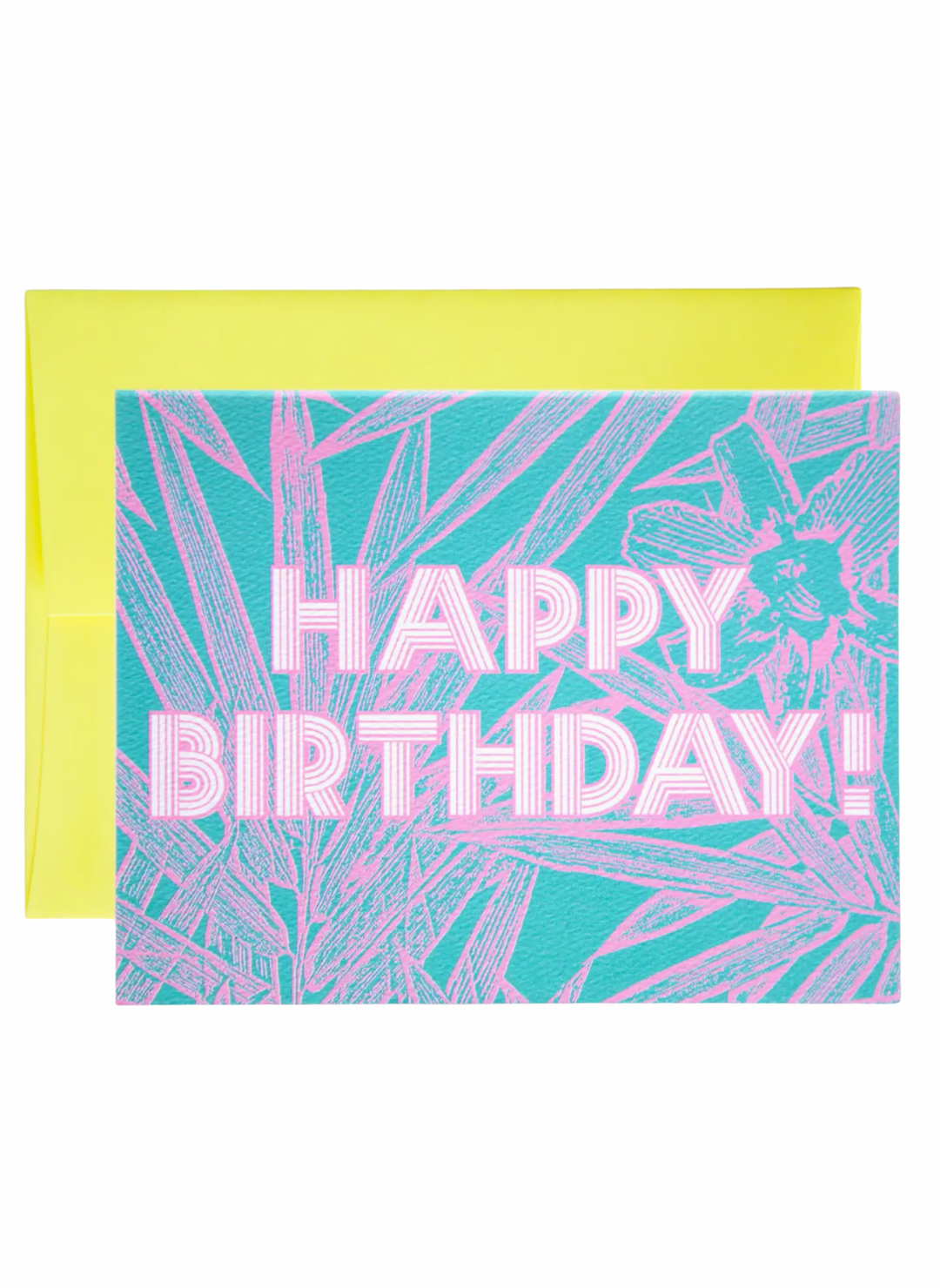 Bamboo Floral Teal Happy Birthday Card