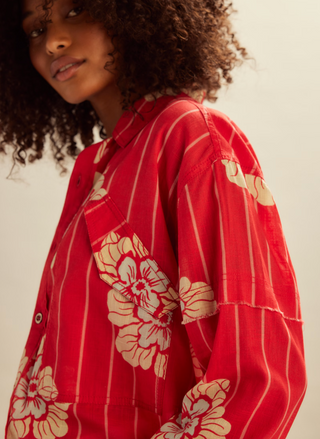 Free People Hidden Flower Camo Shirt