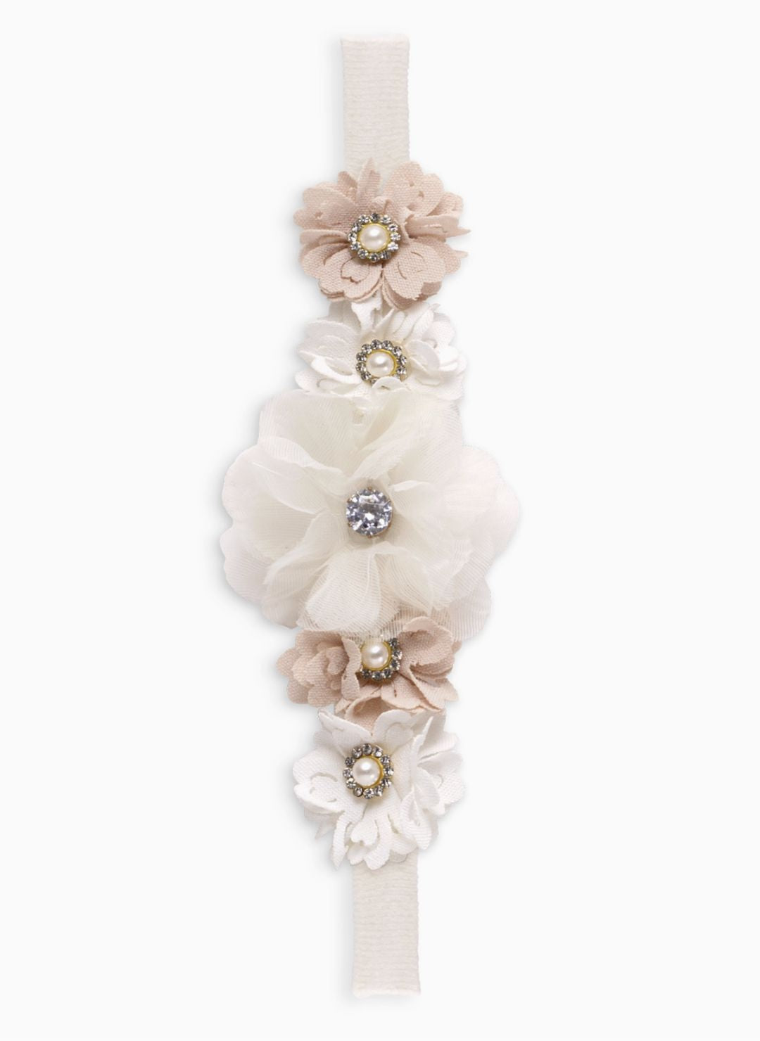 Girl's Headband with Faux Flowers & Pearls