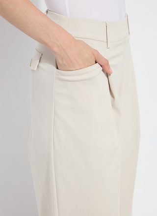 Lyssé Mirabelle Pleated Palazzo Pants in Bone – women’s wide-leg cropped trousers with front pleats, patch pockets, and gold button detail, available at August Boutique Ripon.