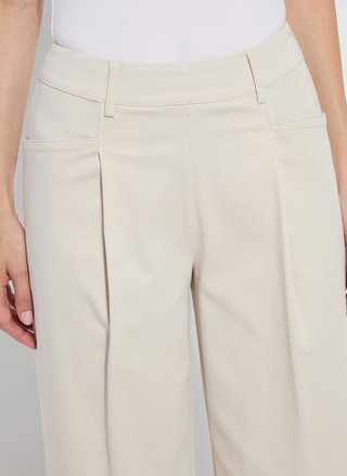 Lyssé Mirabelle Pleated Palazzo Pants in Bone – women’s wide-leg cropped trousers with front pleats, patch pockets, and gold button detail, available at August Boutique Ripon.