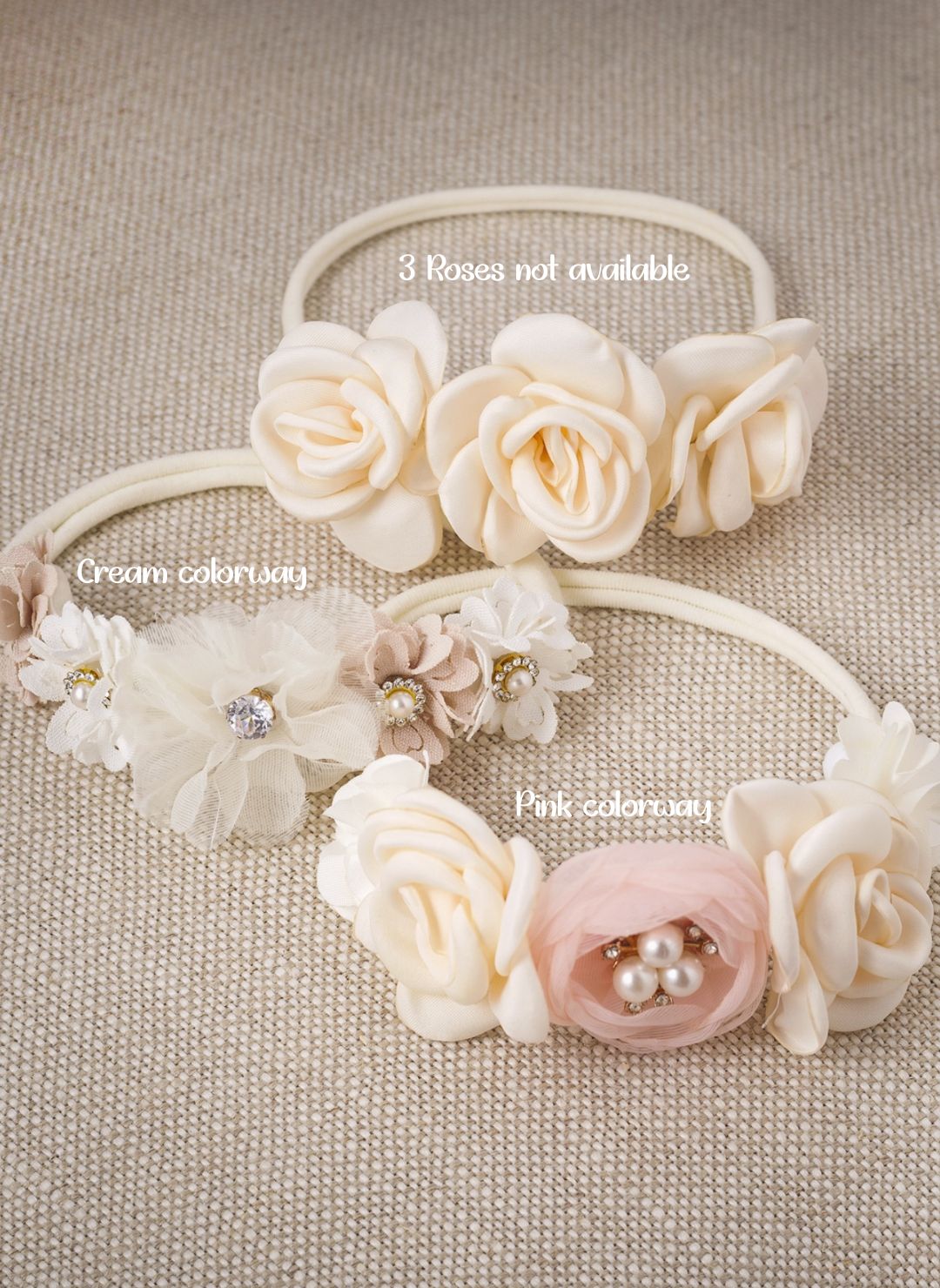 Girl's Headband with Faux Flowers & Pearls
