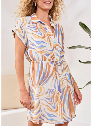 Tribal Lisa Lined Shirt Dress w/Waist Drawcord